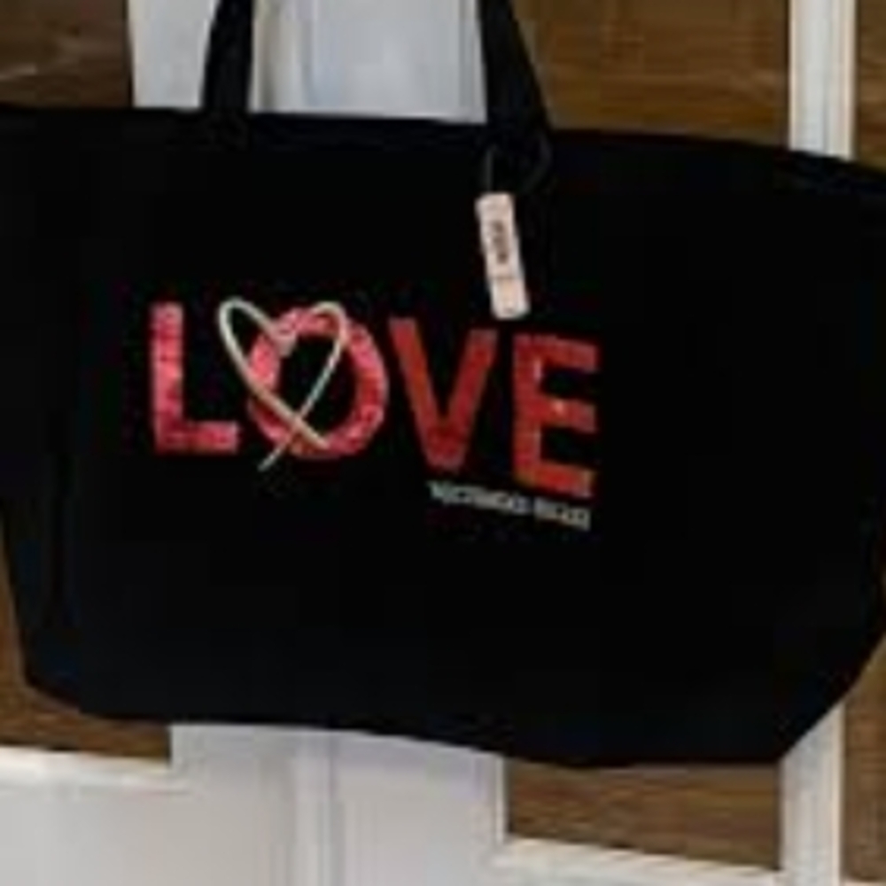 Victoria's Secret Black and Red LOVE Tote